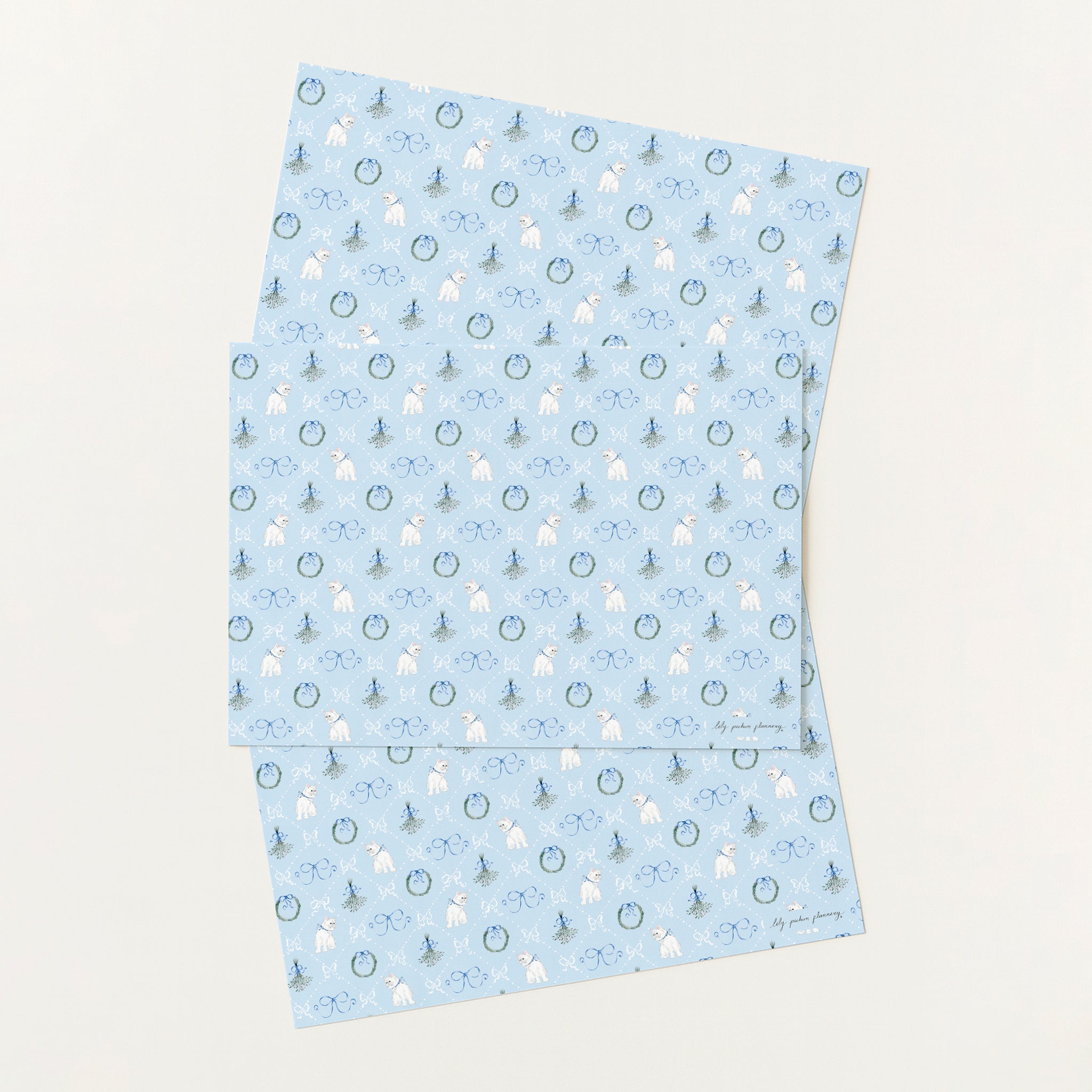 Christmas Kitten Wrapping Paper Sheet x3 pack