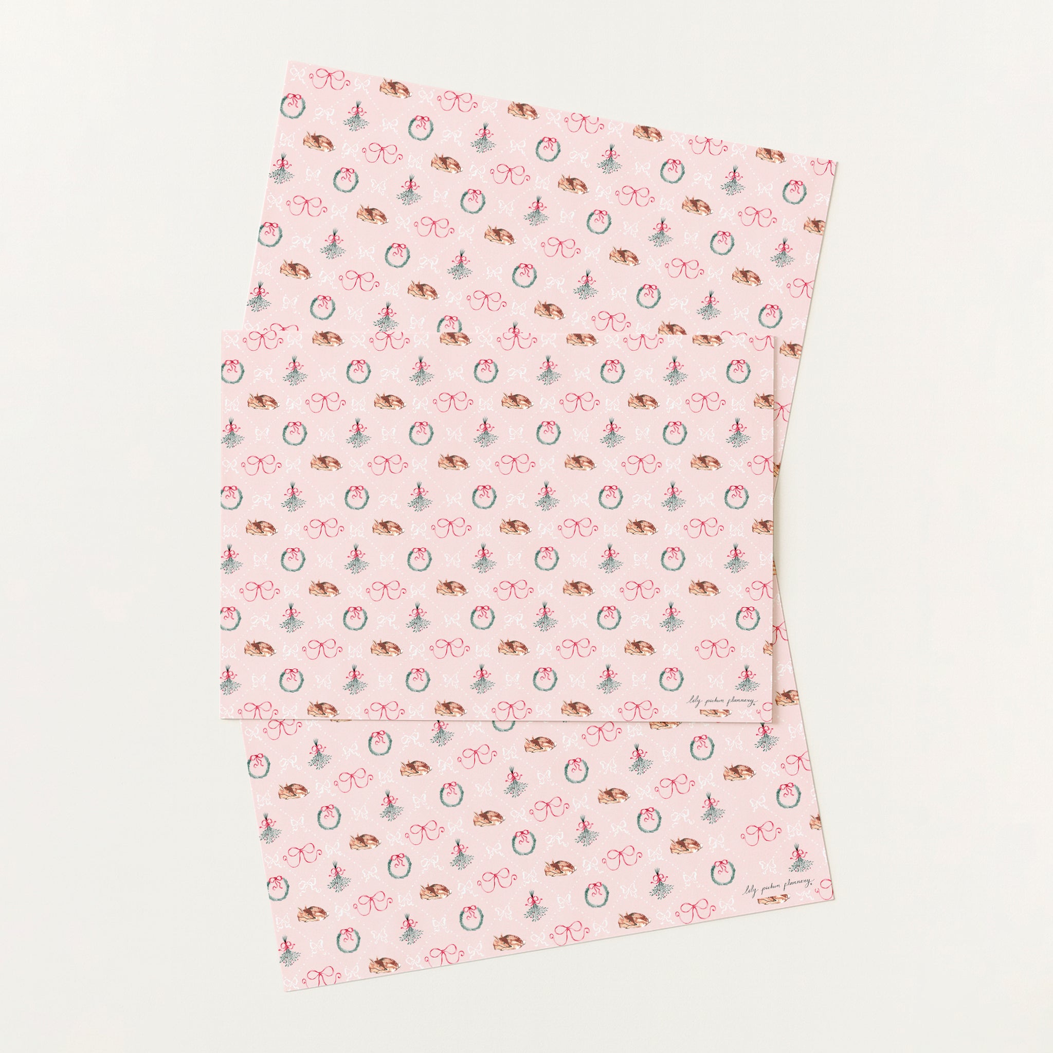 Christmas Baby Deer Wrapping Paper Sheet x3 pack